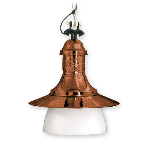 Colgante europa chico 30cm c/tul. abierta cobre vieja